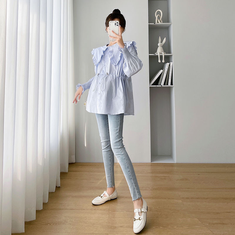 Women Formal Blouses For Evening Wear - เสื้อเชิ้ตแขนยาวผู้หญิง ผ้าฝ้าย ลายสก็อต ติดกระดุม ทรงเข้ารูป สไตล์โกธิค
