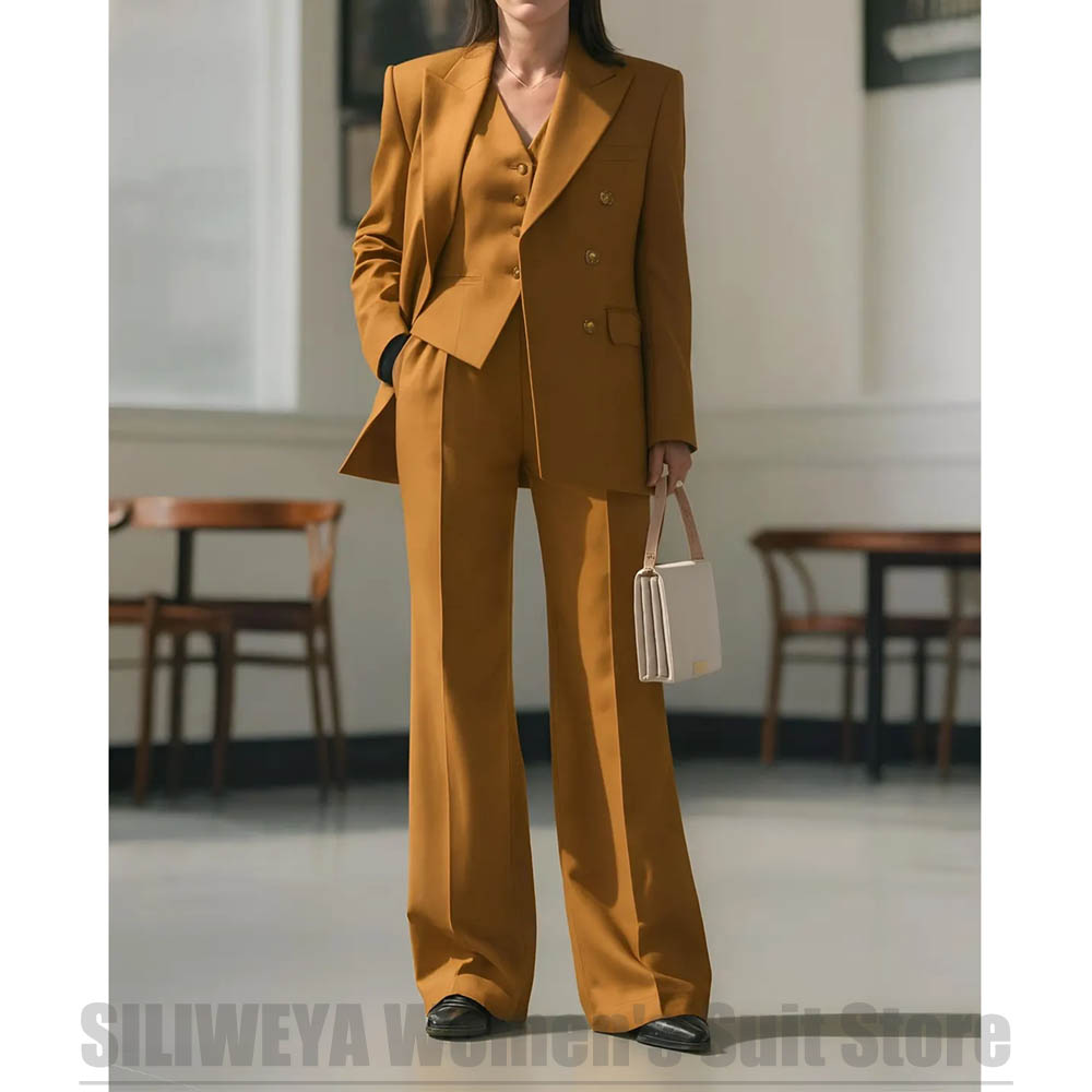 Women Formal Wear Tailor - ชุดสูทผู้หญิง 3 ชิ้น แบบกระดุมสองแถว สำหรับงานทางการ ทำงานในออฟฟิศ