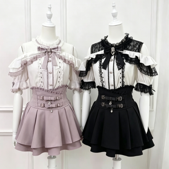 Women Formal Blouses For Evening Wear - เสื้อโลลิต้าสไตล์ญี่ปุ่นสำหรับผู้หญิง น่ารัก สไตล์ฮาราจูกุ แบบ JK แต่งโบว์