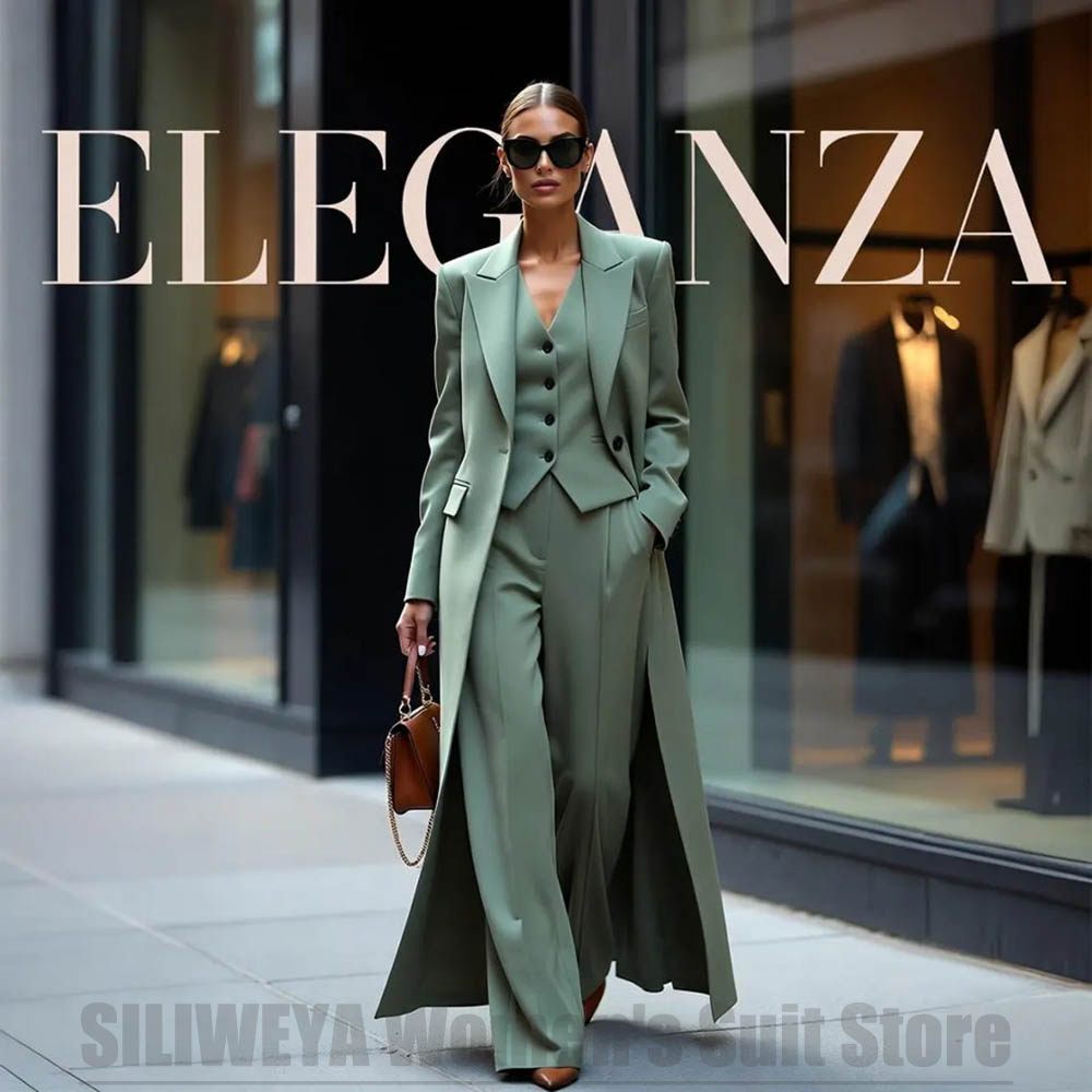 Women Formal Wear Blazers - ชุดสูทผู้หญิงสุดชิค แบบสามชิ้น ปกแหลม กระดุมเดียว เหมาะสำหรับงานปาร์ตี้ งานทางการ