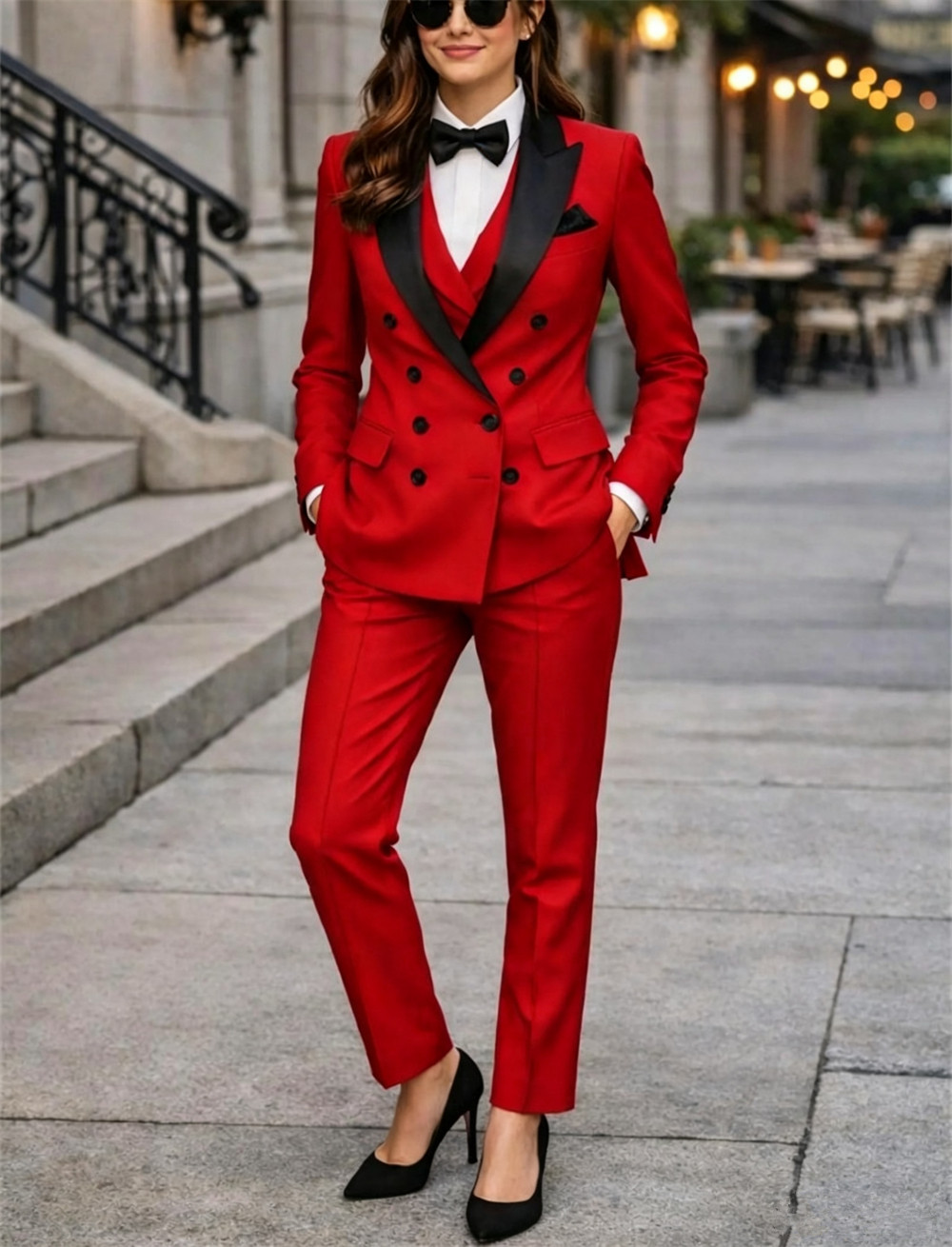 Women Formal Wear Tailor - ชุดสูทผู้หญิงแบบกระดุมสองแถว 3 ชิ้น ตัดเย็บตามสั่ง ชุดสูทผู้หญิงสำหรับงานทางการ งานปาร์ตี้