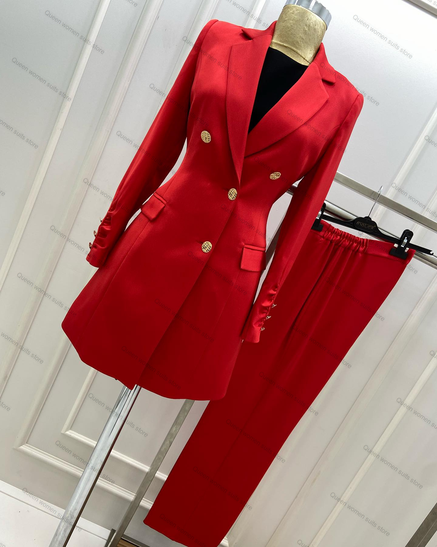 Women Formal Wear Tailor - ชุดสูทกางเกงสำหรับผู้หญิงสำหรับงานแต่งงาน2ชิ้นเสื้อสูท + กางเกงเอวยางยืดทางการเสื้อแจ็กเก็ตมีกระดุมสองแถว