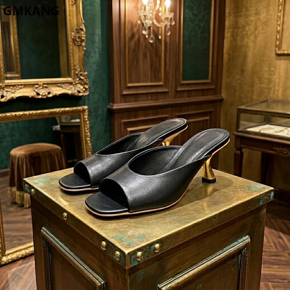 Kitten Heel Women - รองเท้าแตะส้นเตี้ยแบบสวมสำหรับผู้หญิง รองเท้าแตะส้นเตี้ยแบบสวมเปิดหลัง รองเท้าลำลองสำหรับฤดูร้อน หนังสวมใส่สบาย