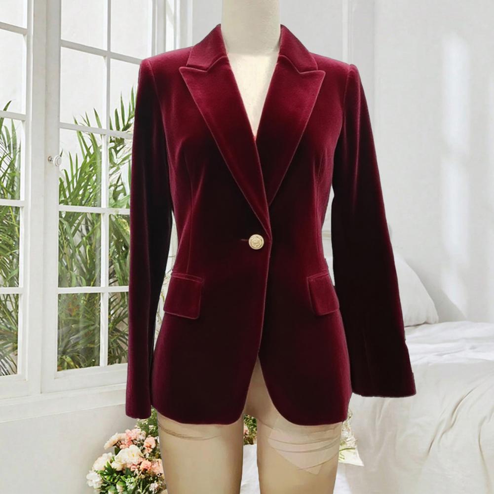 Women Formal Wear Blazers - เสื้อเบลเซอร์กำมะหยี่ขนาดใหญ่สำหรับผู้หญิง ปกแหลม ชุดทักซิโด้สำหรับงานพรอม ชุดทำงาน ชุดสำหรับแขกในงานแต่งงาน ทรงเข้ารูป