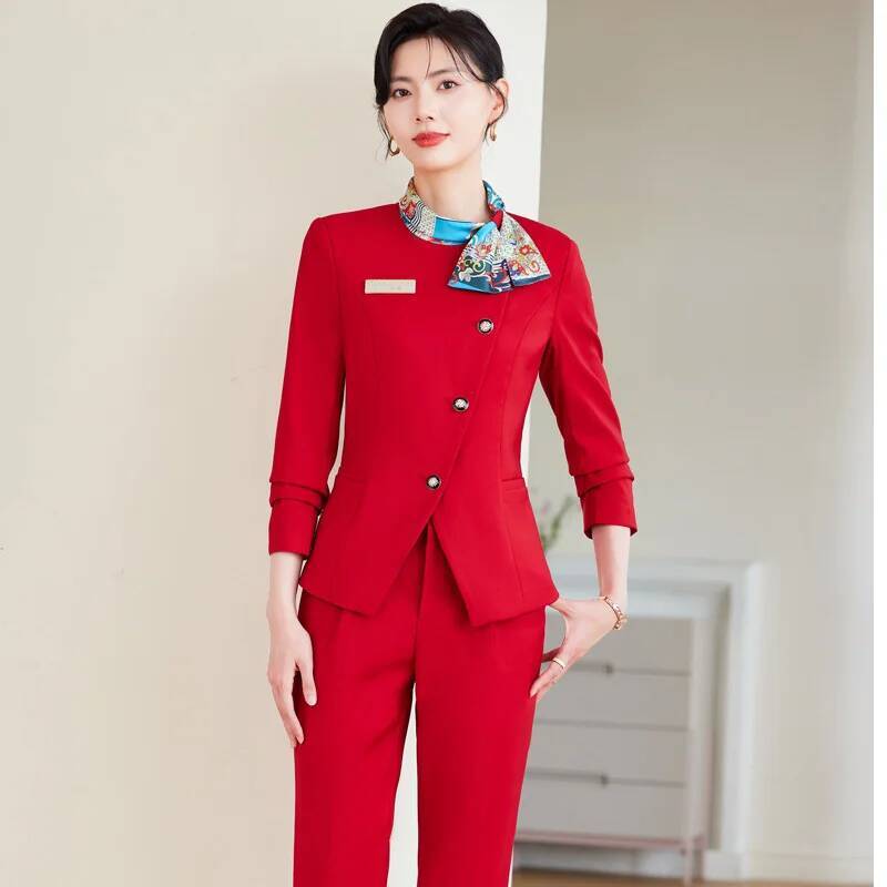Women Formal Wear Trousers - ชุดกางเกงสูทสไตล์หรูหราสำหรับผู้หญิงไซส์ใหญ่ เหมาะสำหรับใส่ทำงานในธุรกิจ ช่วงฤดูใบไม้ร่วงและฤดูหนาว ชุดทำงานมืออาชีพสำหรับการสัมภาษณ์งาน