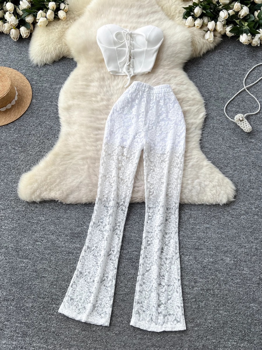 Women Formal Wear Trousers - Foamlina อเมริกัน Ins หญิงเซ็กซี่สายรัดแขนกุดด้านบนแน่นเสื้อกั๊ก Camis +