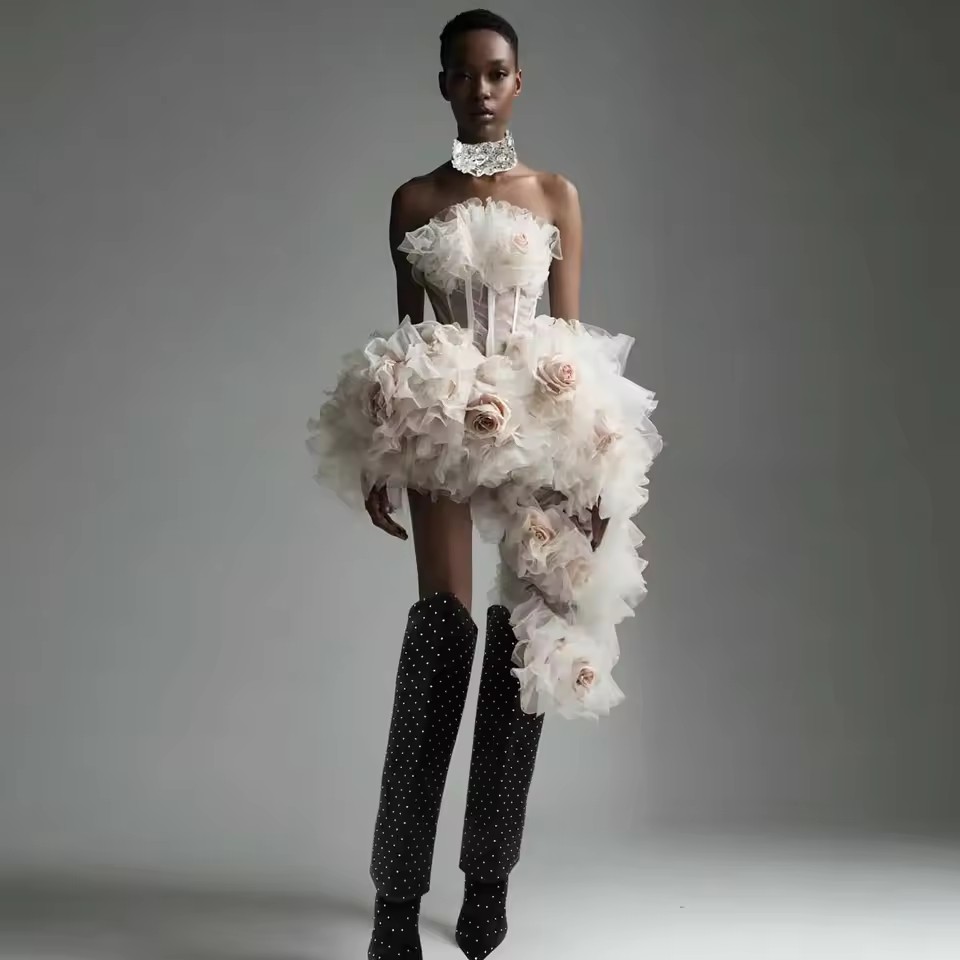 ชุดเดรสสั้นลายดอกไม้แบบอสมมาตร - Women Formal Event Wear บทวิจารณ์และราคา
