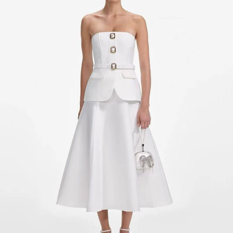 ชุดเซ็ตเสื้อครอปท็อปเกาะอกประด - Women Formal Wear For Meeting บทวิจารณ์และราคา