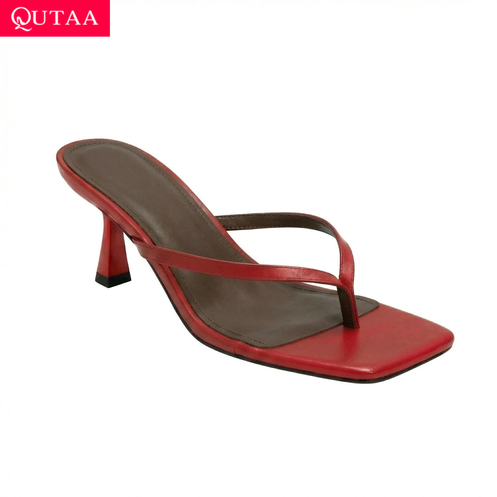 QUTAA นิวส์แฟชั่นรองเท้าแตะผู้ - Kitten Heel Women บทวิจารณ์และราคา