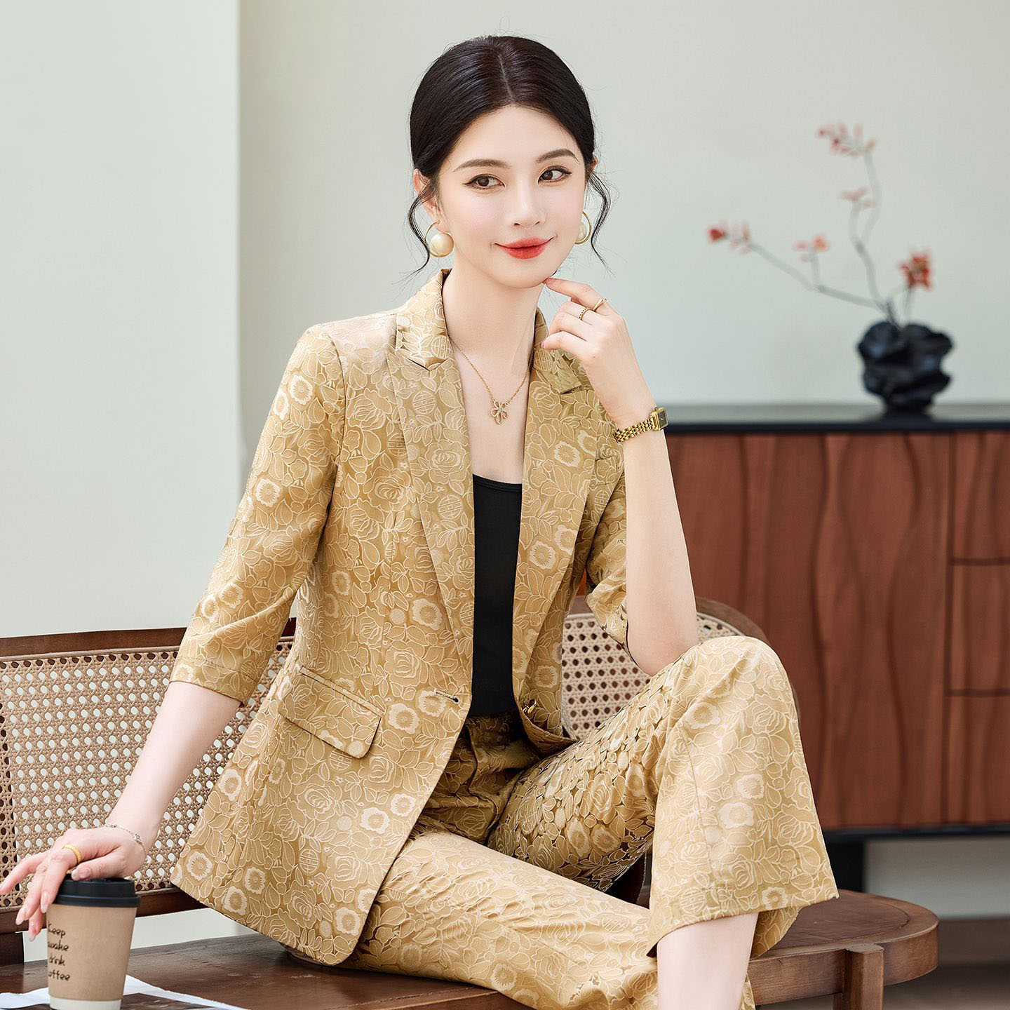 แฟชั่นชุดสูทมืออาชีพสีแอพริคอท - Women Formal Wear Blazers บทวิจารณ์และราคา