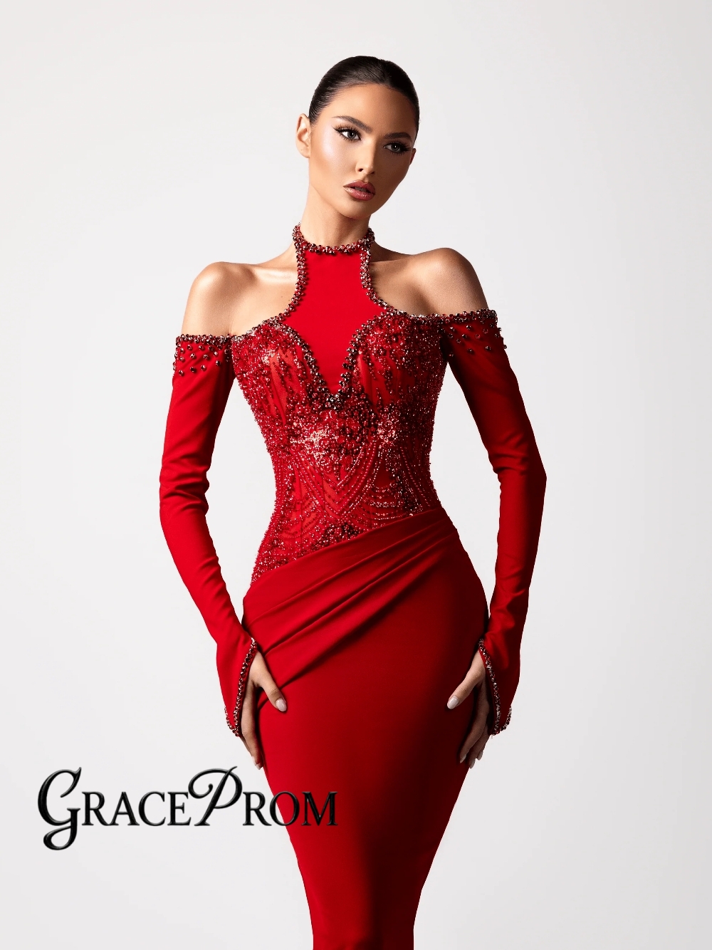 ชุดราตรีสีแดงแบบผูกคอสุดเซ็กซี - Formal Gala Wear Women บทวิจารณ์และราคา