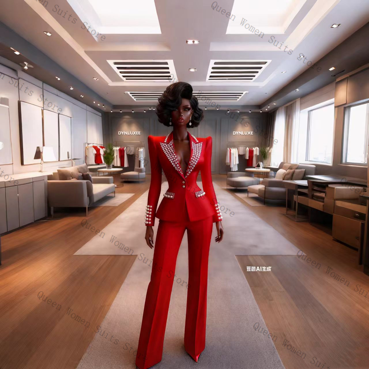 ชุดสูทผู้หญิงสีแดงมุก 2 ชิ้น เ - Women Formal Wear Trousers บทวิจารณ์และราคา