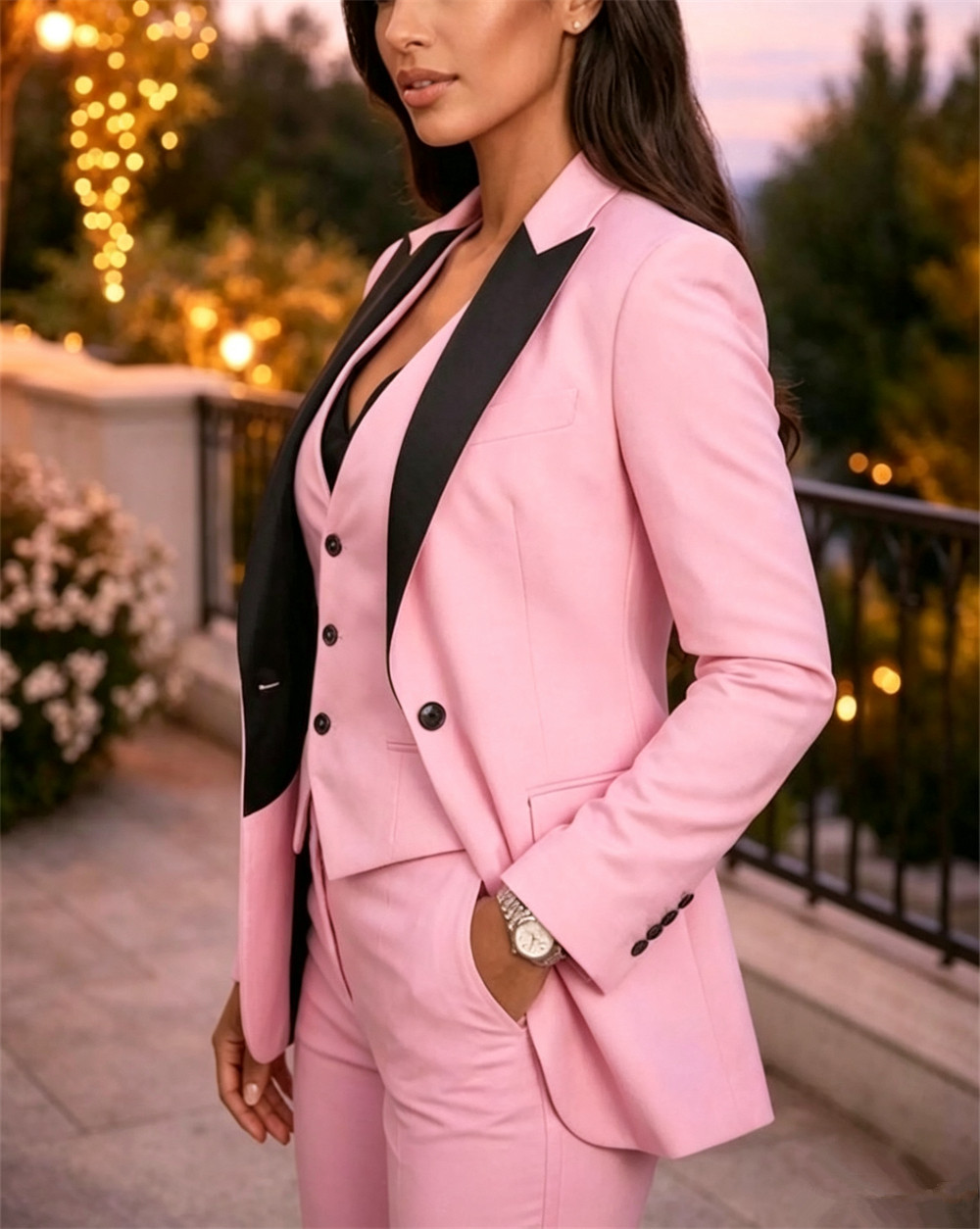 ชุดสูทผู้หญิงสีชมพูสุดหรู 3 ชิ - Women Formal Wear Tailor บทวิจารณ์และราคา
