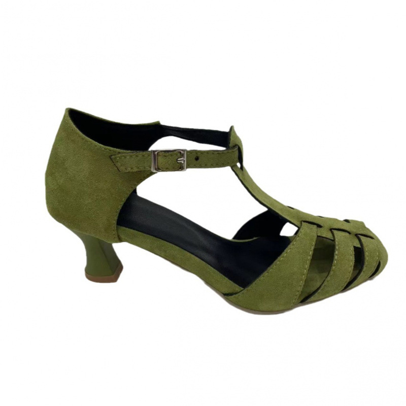 รองเท้าส้นเตี้ยแบบ T-Strap สีเ - Kitten Heel Women บทวิจารณ์และราคา