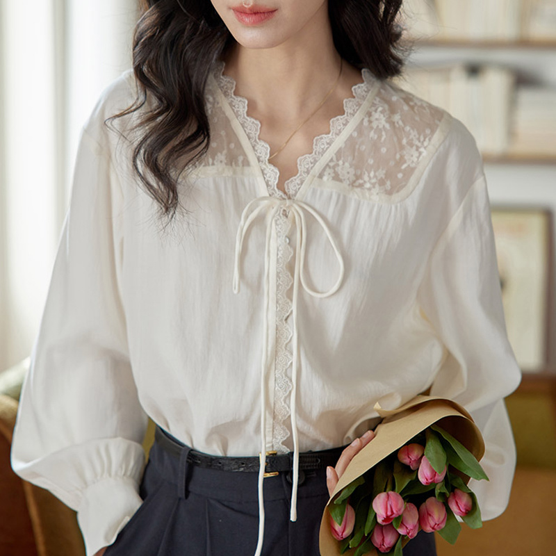 เสื้อแขนยาวผู้หญิงซาตินคอปกทรง - Women Formal Blouses For Evening Wear บทวิจารณ์และราคา