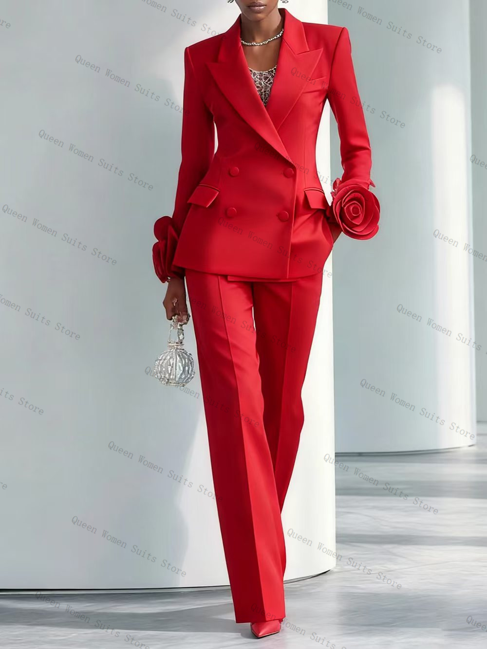 ชุดสูทผู้หญิงสีแดงสุดหรู 2 ชิ้ - Women Formal Wear Trousers บทวิจารณ์และราคา