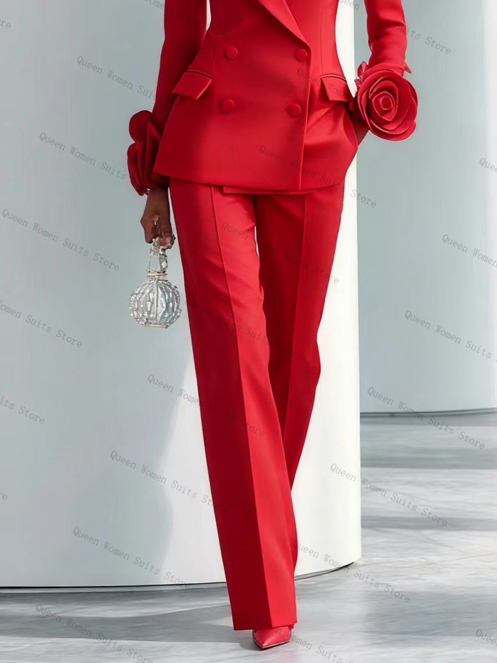 ชุดสูทผู้หญิงสีแดงสุดหรู 2 ชิ้ - Women Formal Wear Trousers บทวิจารณ์และราคา