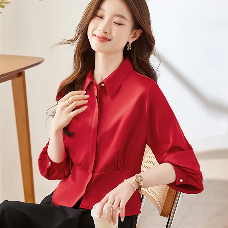 เสื้อแขนยาวผู้หญิงผ้าฝ้ายระบาย - Women Formal Blouses For Evening Wear บทวิจารณ์และราคา