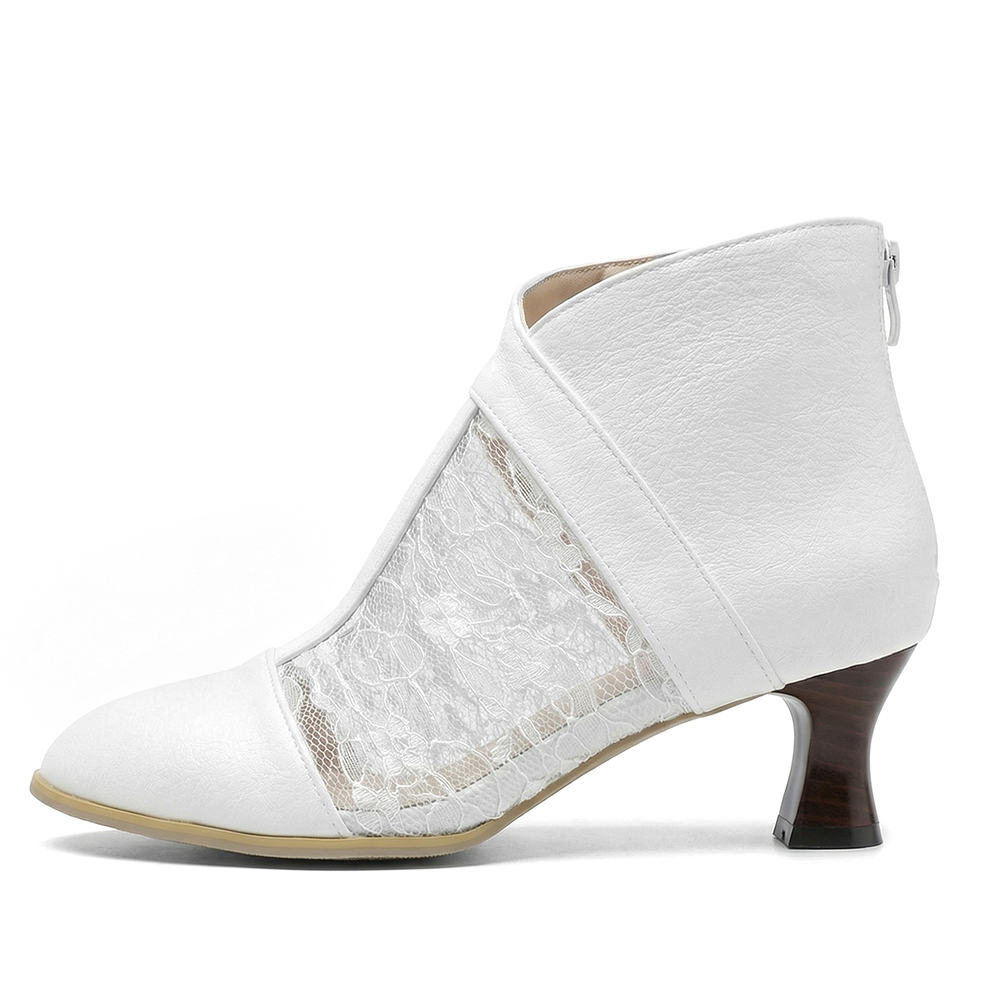 รองเท้าบูทข้อเท้าแบบผูกเชือกสำ - Kitten Heel Women บทวิจารณ์และราคา