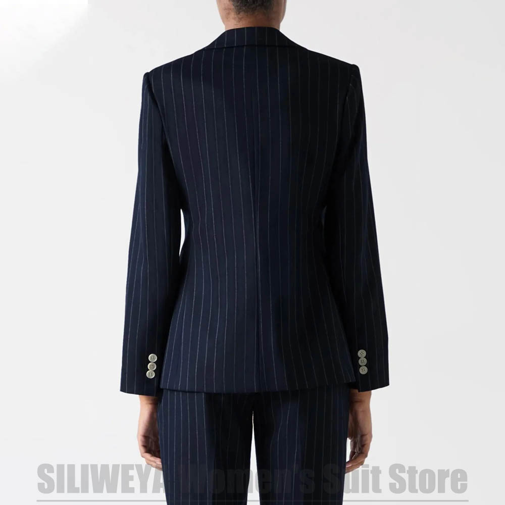 ชุดสูทลายทางสีน้ำเงินกรมท่าสำห - Women Formal Wear For Meeting บทวิจารณ์และราคา