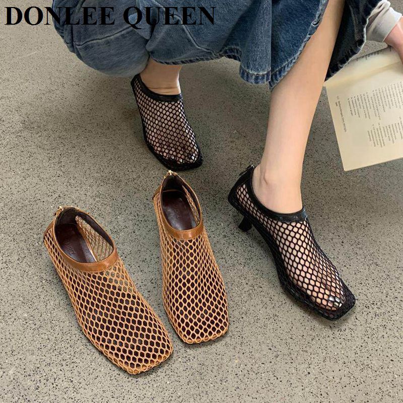 รองเท้าส้นเตี้ยแบบสวมเปิดส้นทร - Kitten Heel Women บทวิจารณ์และราคา
