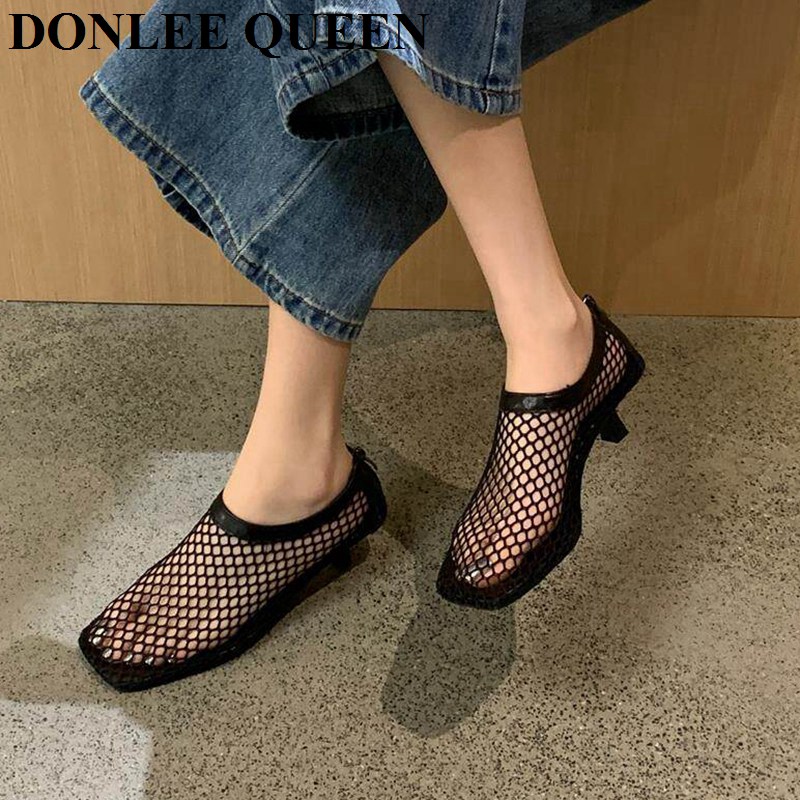 รองเท้าส้นเตี้ยแบบสวมเปิดส้นทร - Kitten Heel Women บทวิจารณ์และราคา
