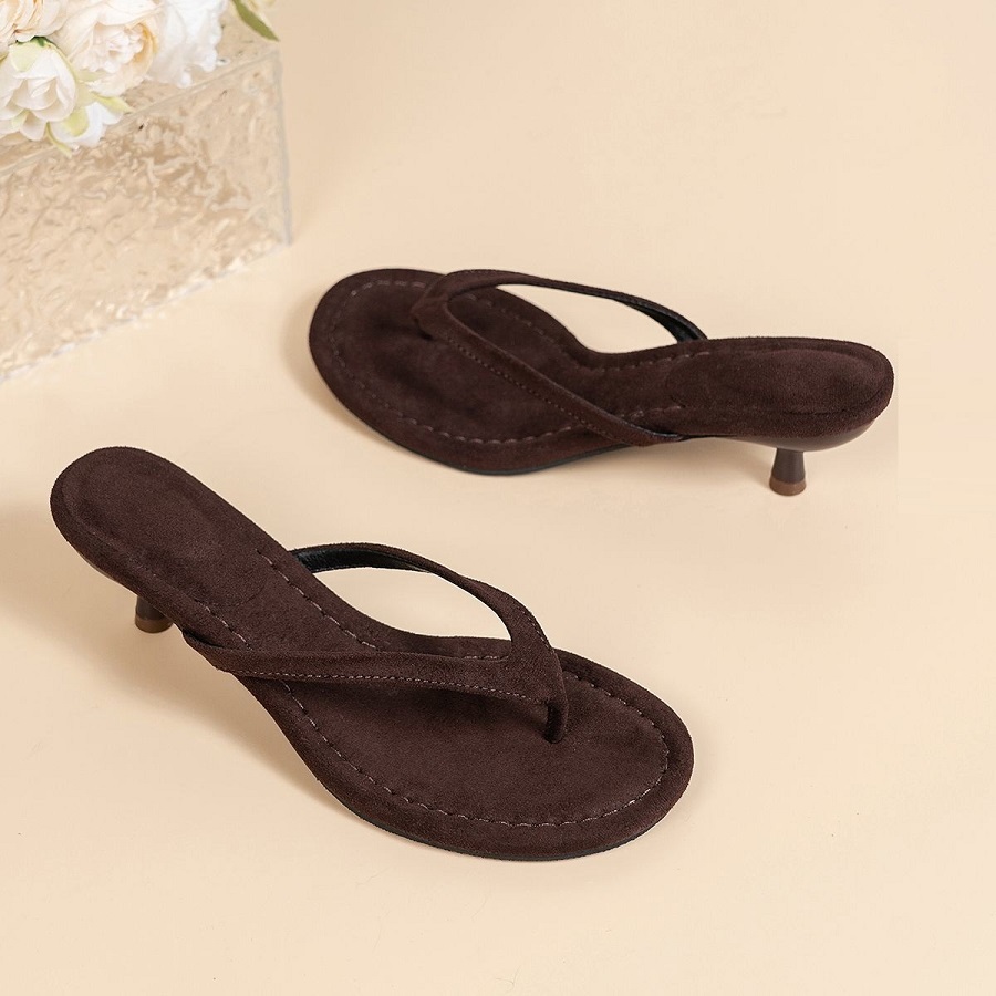 รองเท้าส้นเตี้ยแบบสวม หนังกลับ - Kitten Heel Women บทวิจารณ์และราคา
