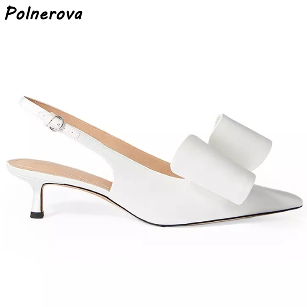 รองเท้าส้นเตี้ยแบบผูกโบว์สีขาว - Kitten Heel Women บทวิจารณ์และราคา