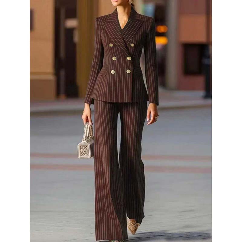 ฤดูใบไม้ร่วงชุดสูทผู้หญิงลายทา - Women Formal Wear Trousers บทวิจารณ์และราคา