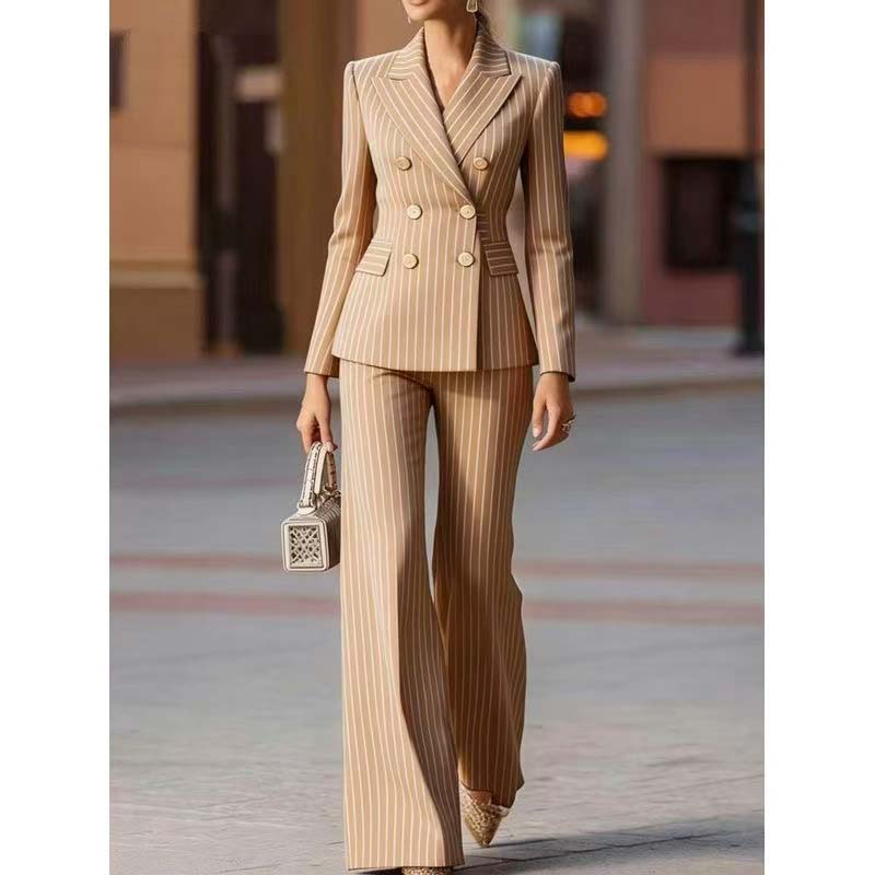 ฤดูใบไม้ร่วงชุดสูทผู้หญิงลายทา - Women Formal Wear Trousers บทวิจารณ์และราคา