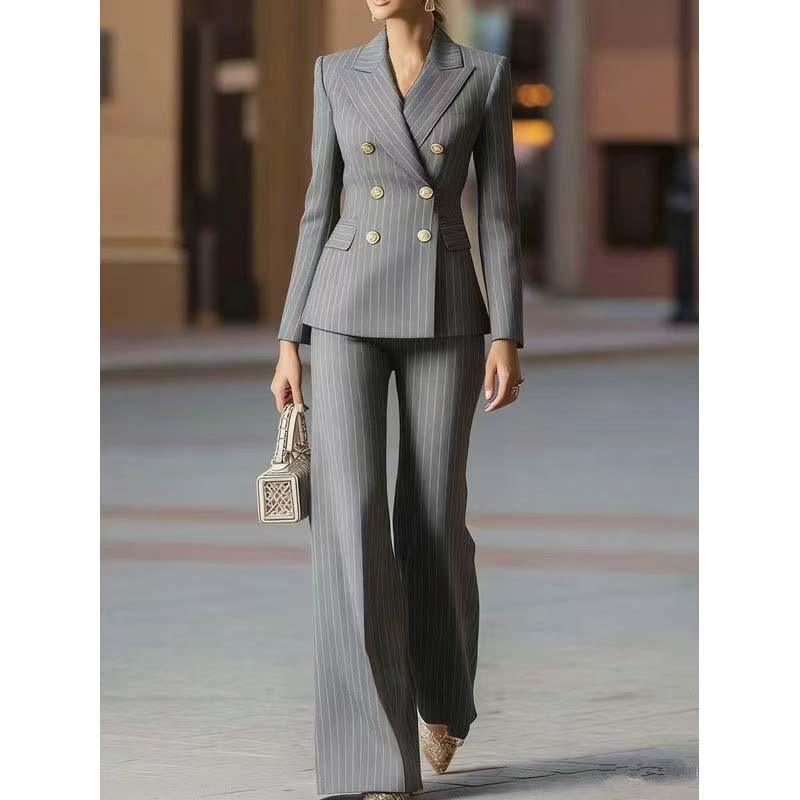ฤดูใบไม้ร่วงชุดสูทผู้หญิงลายทา - Women Formal Wear Trousers บทวิจารณ์และราคา
