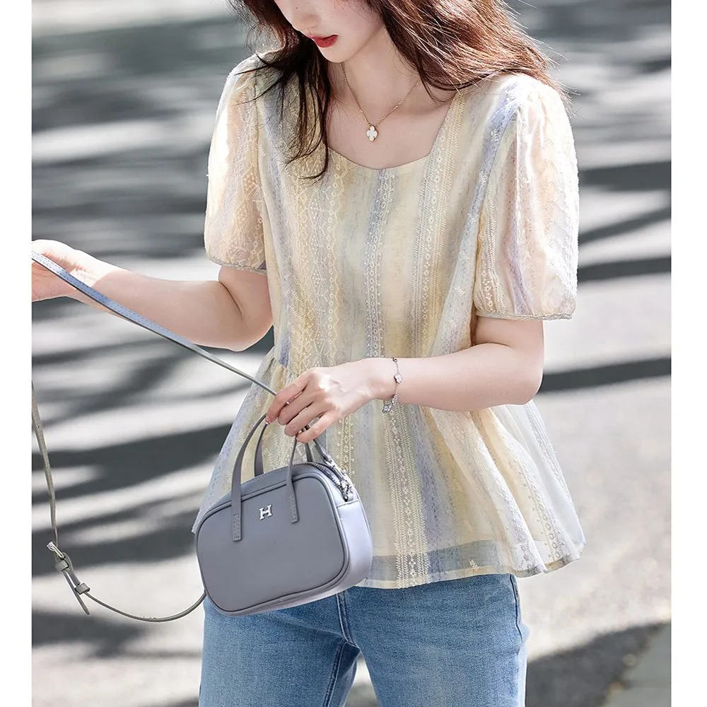 เสื้อเบลาส์ลูกไม้แขนพองสไตล์เก - Women Formal Blouses For Evening Wear บทวิจารณ์และราคา