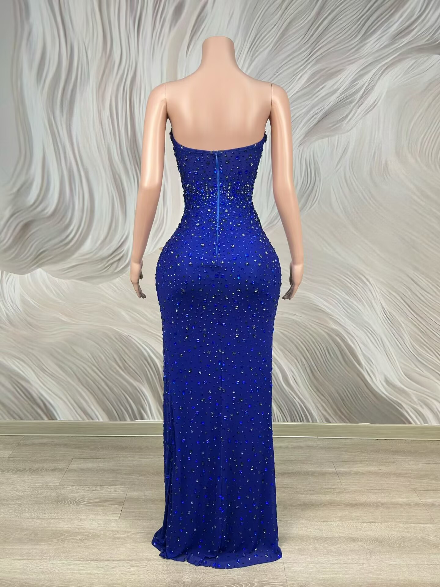 ชุดราตรีเกาะอกสีน้ำเงินประดับค - Formal Gala Wear Women บทวิจารณ์และราคา
